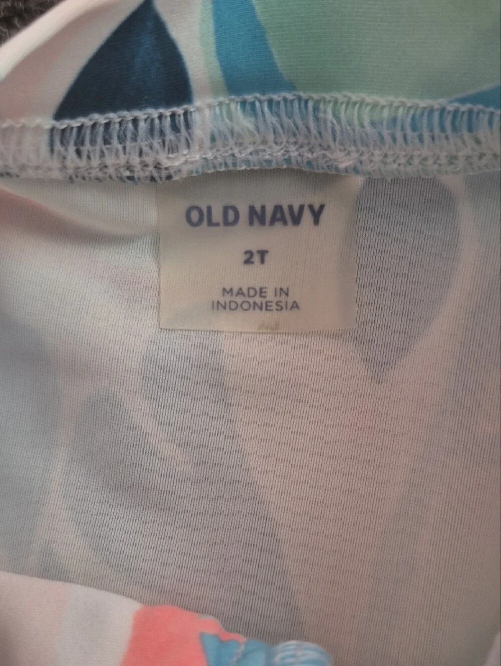 Old Navy Multicolor Tropical Leaf Rash Guard - Blue, Coral, Mint